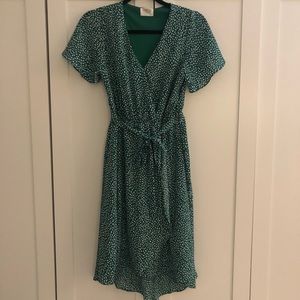Green Polka Dot Midi High Low Dress